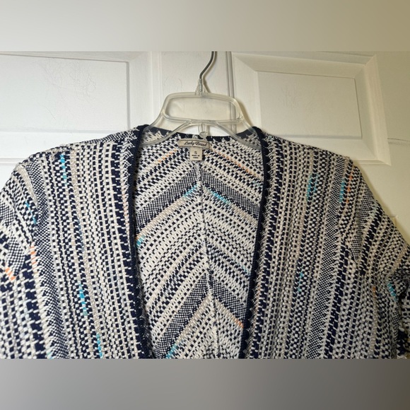Lucky Brand Woman’s Pottery Open Cardigan Multicolor Stripe Small Fringe Boho - Picture 6 of 10